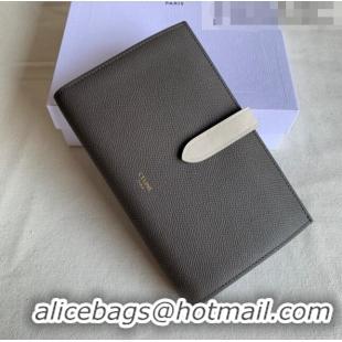 Top Quality Celine Palm-Grained Leather Large Strap Wallet CE1826 Grey/White 2022