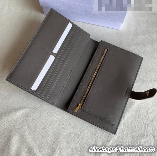 Top Quality Celine Palm-Grained Leather Large Strap Wallet CE1826 Grey/White 2022