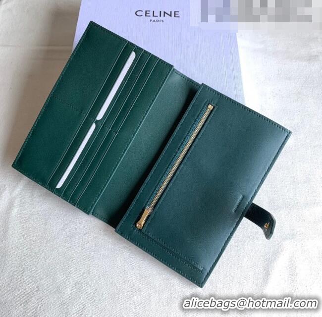 Buy Inexpensive Celine Palm-Grained Leather Large Strap Wallet CE1826 Green 2022