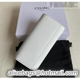 Classic Specials Celine Large Flap Wallet in Palm-Grained Calfskin 4148 White 2022