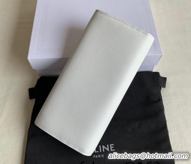 Classic Specials Celine Large Flap Wallet in Palm-Grained Calfskin 4148 White 2022