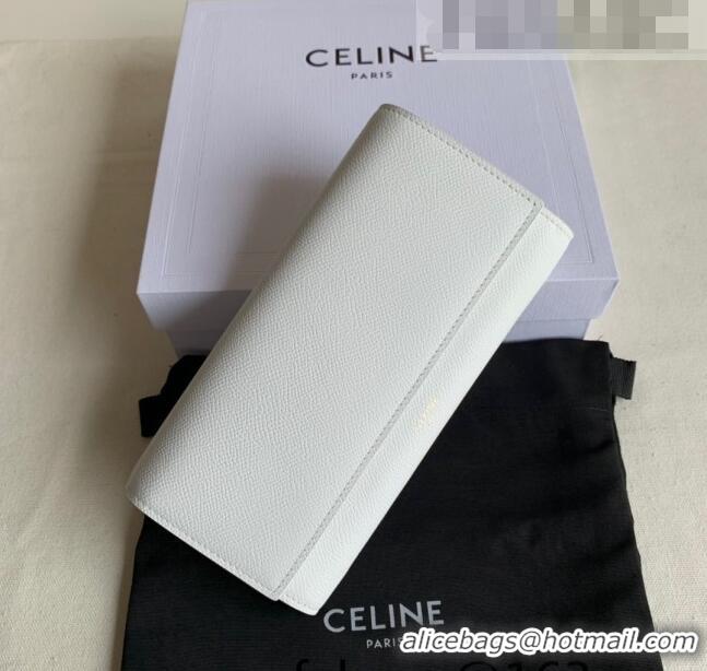 Classic Specials Celine Large Flap Wallet in Palm-Grained Calfskin 4148 White 2022