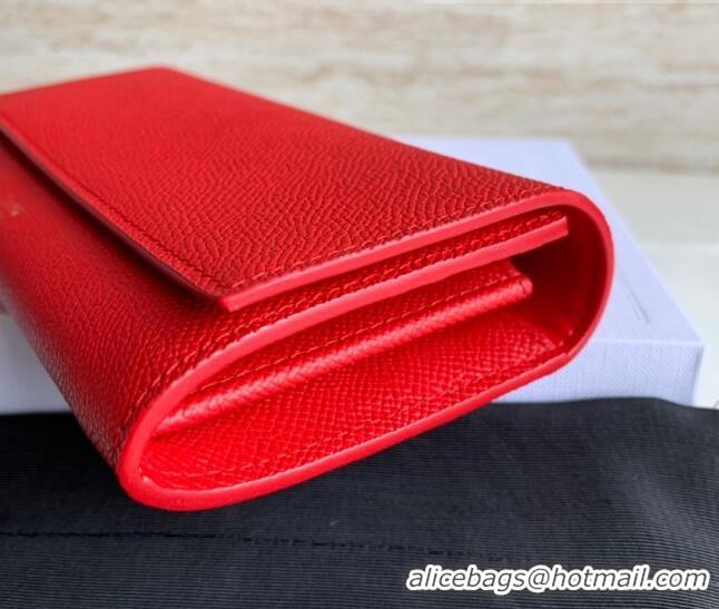 Luxury Discount Celine Large Flap Wallet in Palm-Grained Calfskin 4148 Red 2022