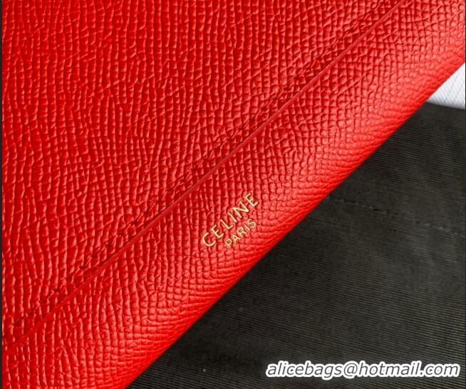 Luxury Discount Celine Large Flap Wallet in Palm-Grained Calfskin 4148 Red 2022