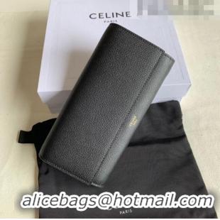 Good Taste Celine Large Flap Wallet in Palm-Grained Calfskin 4148 Black 2022