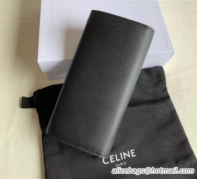 Good Taste Celine Large Flap Wallet in Palm-Grained Calfskin 4148 Black 2022