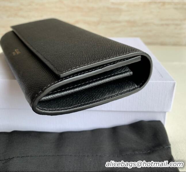 Good Taste Celine Large Flap Wallet in Palm-Grained Calfskin 4148 Black 2022