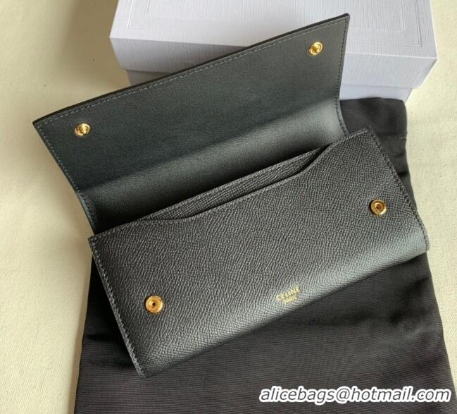 Good Taste Celine Large Flap Wallet in Palm-Grained Calfskin 4148 Black 2022