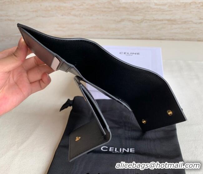 Best Price Celine Small Trifold Wallet in Palm-Grained Calfskin 0146 Black 2022