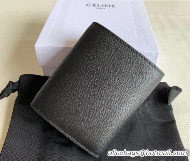 Best Price Celine Small Trifold Wallet in Palm-Grained Calfskin 0146 Black 2022