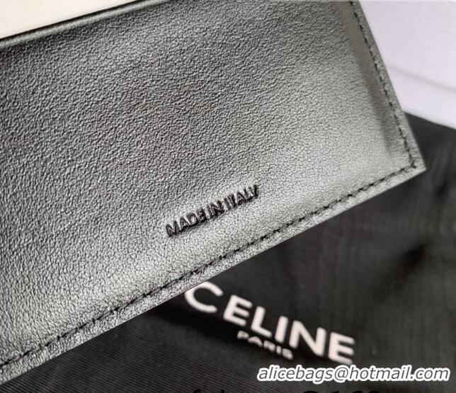 Best Price Celine Small Trifold Wallet in Palm-Grained Calfskin 0146 Black 2022