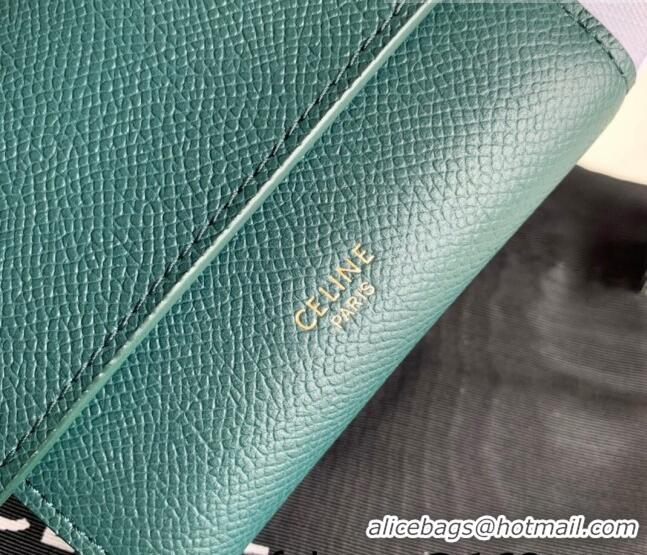 Buy Fashionable Celine Small Trifold Wallet in Palm-Grained Calfskin 0146 Dark Green 2022