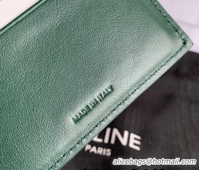 Buy Fashionable Celine Small Trifold Wallet in Palm-Grained Calfskin 0146 Dark Green 2022