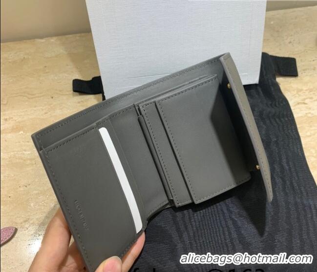 Top Design Celine Small Trifold Wallet in Palm-Grained Calfskin 0146 Grey 2022