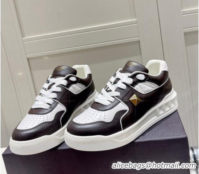 Good Quality Valentino One Stud Low-Top Nappa Sneakers White/Black 062520