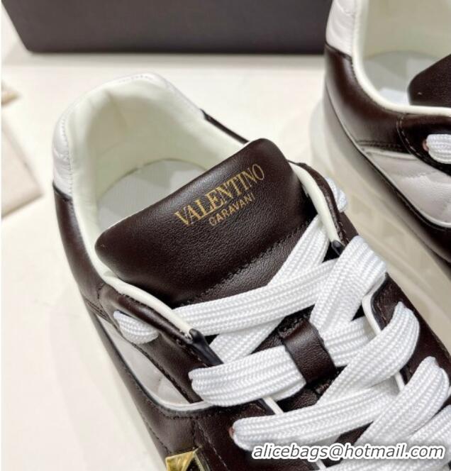 Good Quality Valentino One Stud Low-Top Nappa Sneakers White/Black 062520