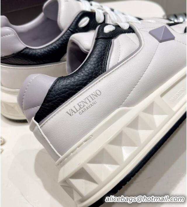 Charming Valentino One Stud Low-Top Nappa Sneakers White/Black 062524