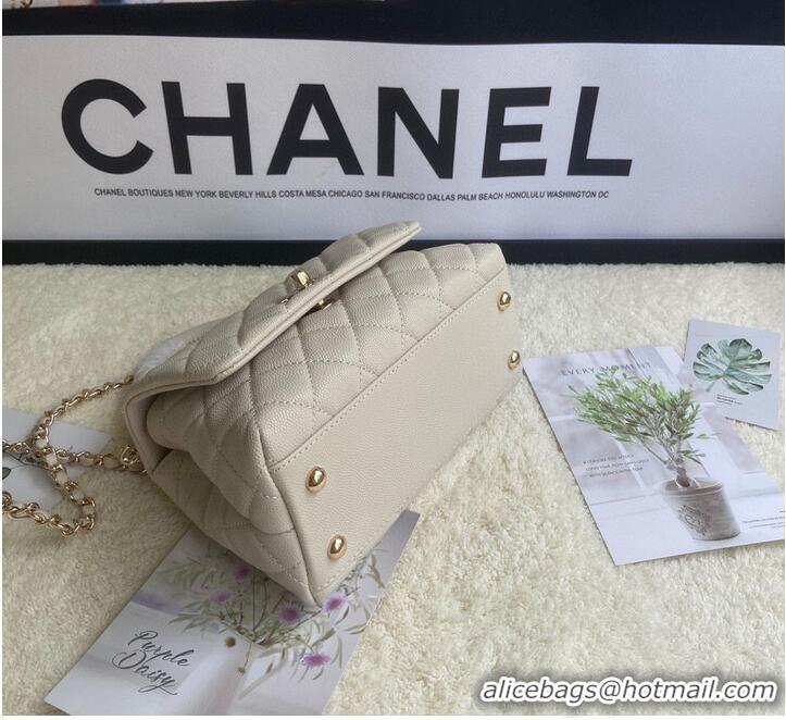 Top Quality Chanel mini flap bag with top handle AS2215 Cream