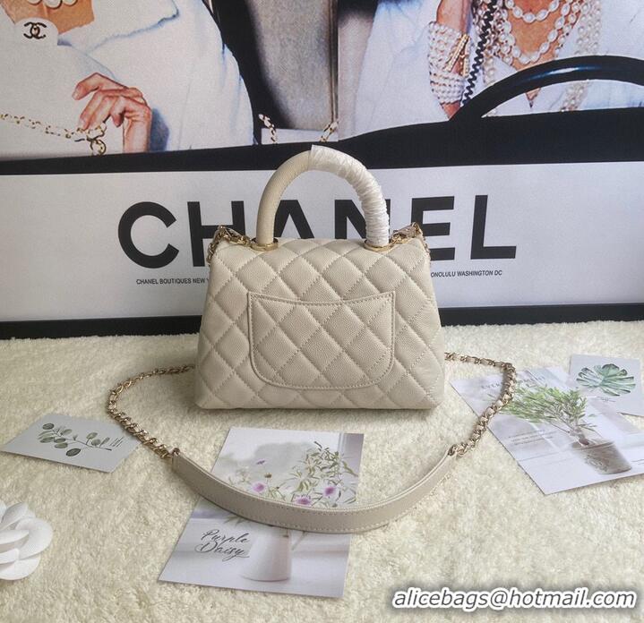 Top Quality Chanel mini flap bag with top handle AS2215 Cream