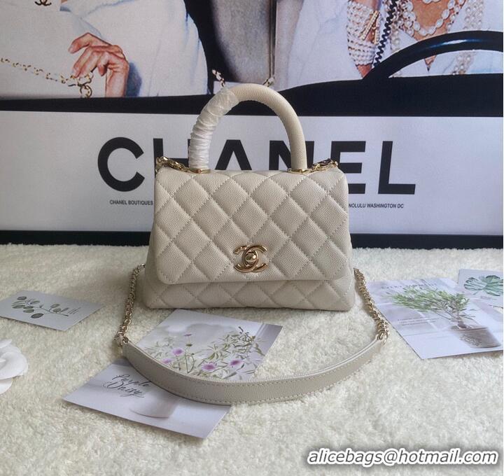 Top Quality Chanel mini flap bag with top handle AS2215 Cream