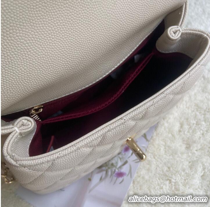 Top Quality Chanel mini flap bag with top handle AS2215 Cream