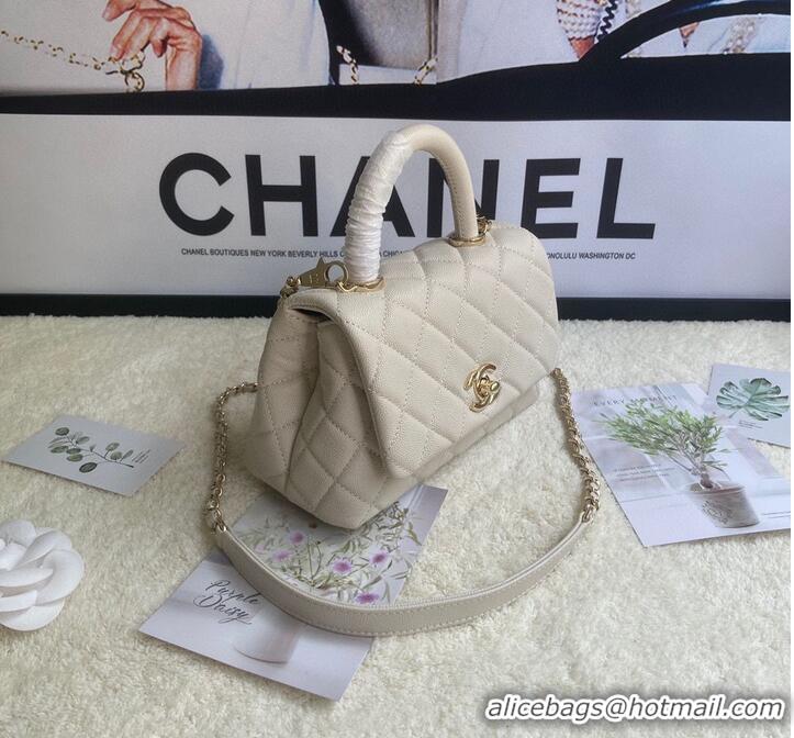 Top Quality Chanel mini flap bag with top handle AS2215 Cream