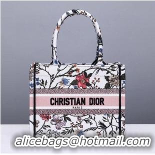 Famous Brand Small DIOR BOOK TOTE Multicolor Mille Fleurs Embroidery M1297ZW