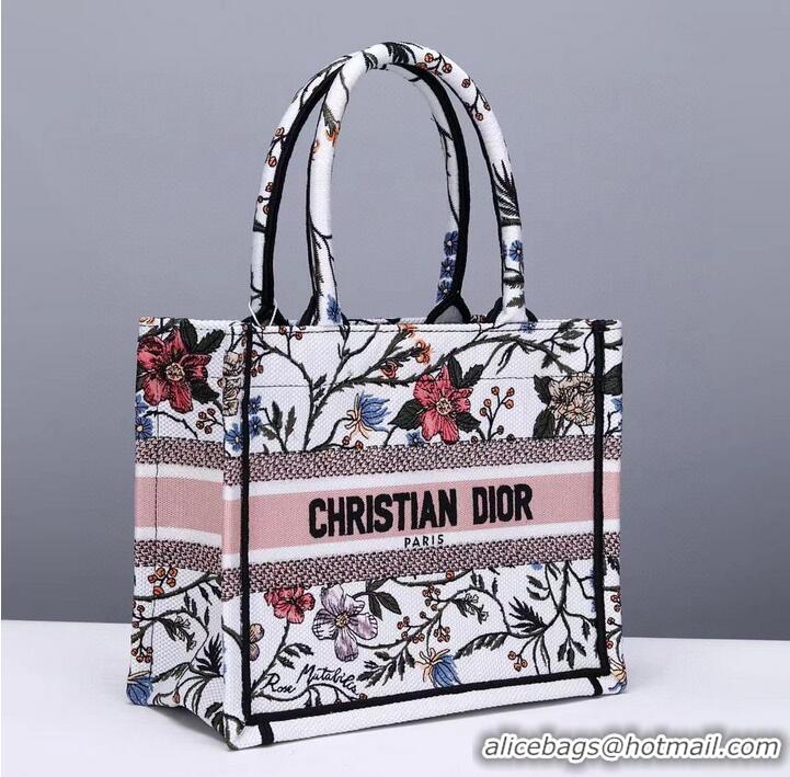 Famous Brand Small DIOR BOOK TOTE Multicolor Mille Fleurs Embroidery M1297ZW