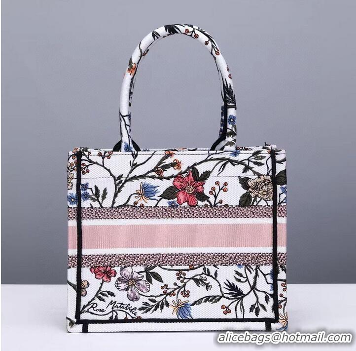 Famous Brand Small DIOR BOOK TOTE Multicolor Mille Fleurs Embroidery M1297ZW