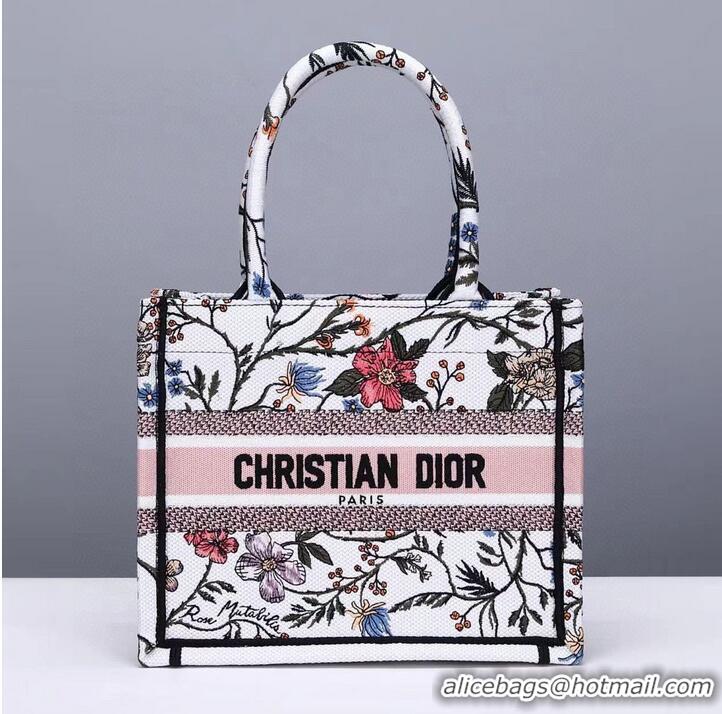 Famous Brand Small DIOR BOOK TOTE Multicolor Mille Fleurs Embroidery M1297ZW