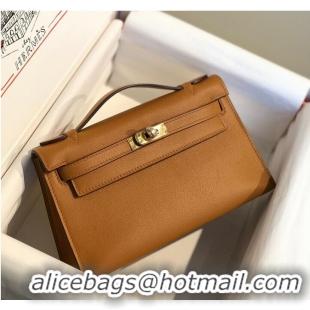 Promotional Hermes original swift leather mini Kelly K22CM H23560 Brown