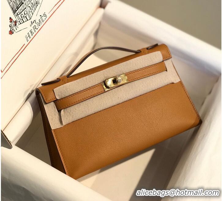 Promotional Hermes original swift leather mini Kelly K22CM H23560 Brown