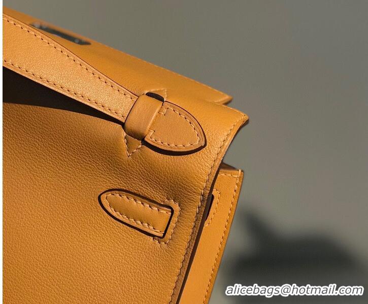 Promotional Hermes original swift leather mini Kelly K22CM H23560 Brown