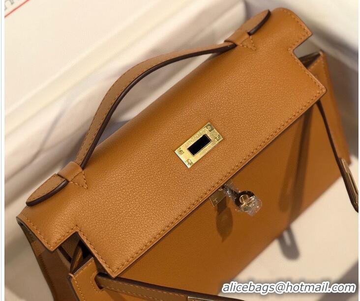 Promotional Hermes original swift leather mini Kelly K22CM H23560 Brown