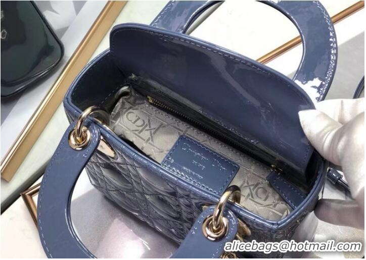 Reasonable Price MINI LADY DIOR BAG Patent Cannage Calfskin M0505O Royal Blue