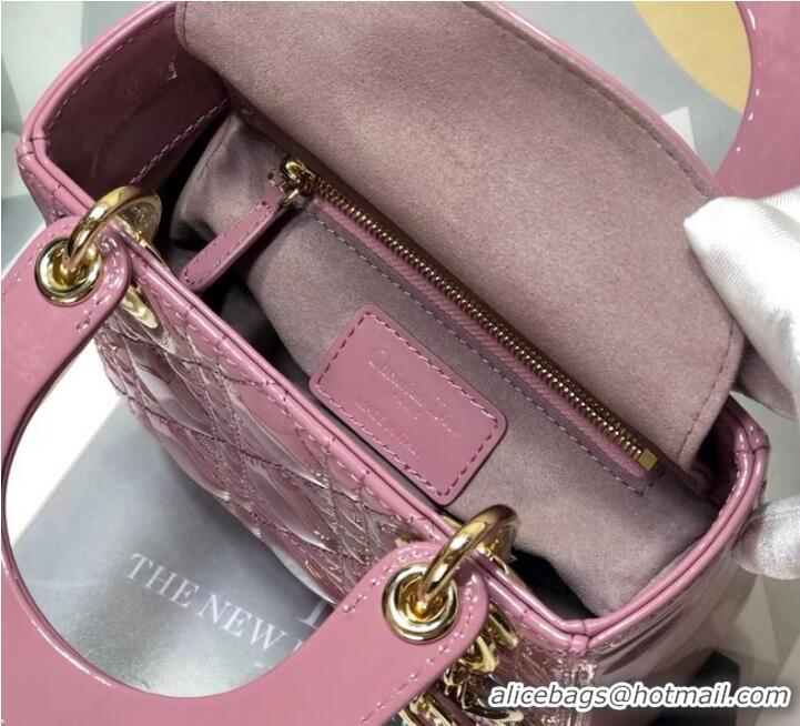 Super Quality MINI LADY DIOR BAG Patent Cannage Calfskin M0505O pink