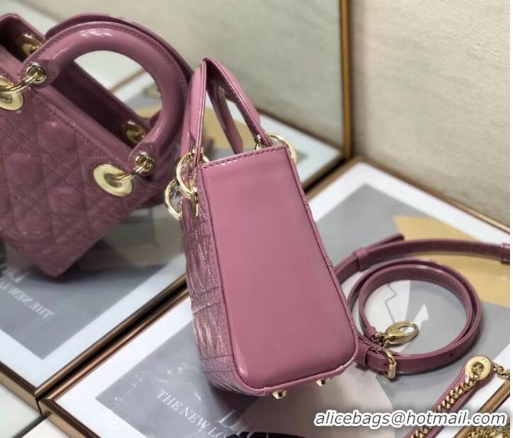 Super Quality MINI LADY DIOR BAG Patent Cannage Calfskin M0505O pink