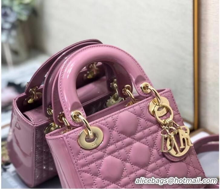 Super Quality MINI LADY DIOR BAG Patent Cannage Calfskin M0505O pink