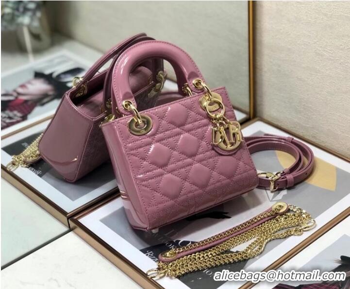 Super Quality MINI LADY DIOR BAG Patent Cannage Calfskin M0505O pink