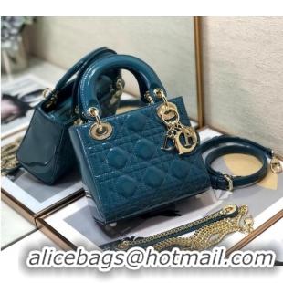 Trendy Design MINI LADY DIOR BAG Patent Cannage Calfskin M0505O Blue