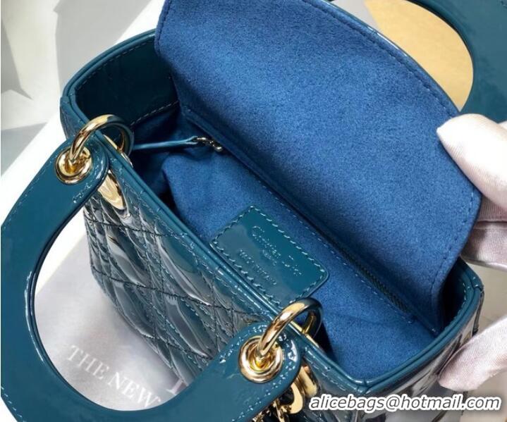 Trendy Design MINI LADY DIOR BAG Patent Cannage Calfskin M0505O Blue