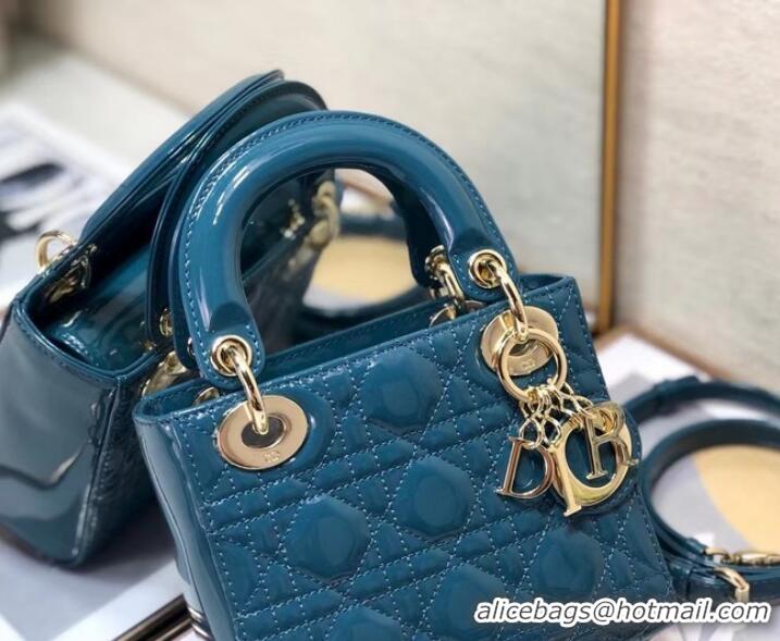 Trendy Design MINI LADY DIOR BAG Patent Cannage Calfskin M0505O Blue