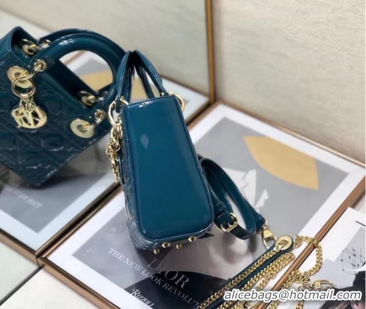 Trendy Design MINI LADY DIOR BAG Patent Cannage Calfskin M0505O Blue