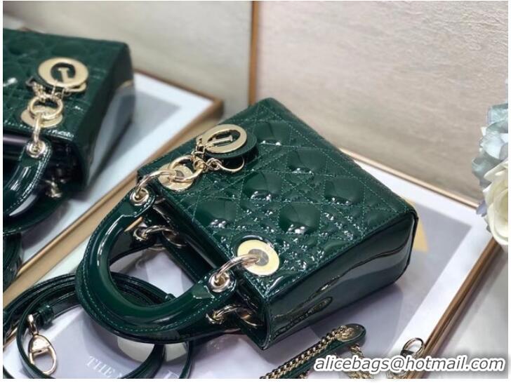 Reasonable Price MINI LADY DIOR BAG Patent Cannage Calfskin M0505O green