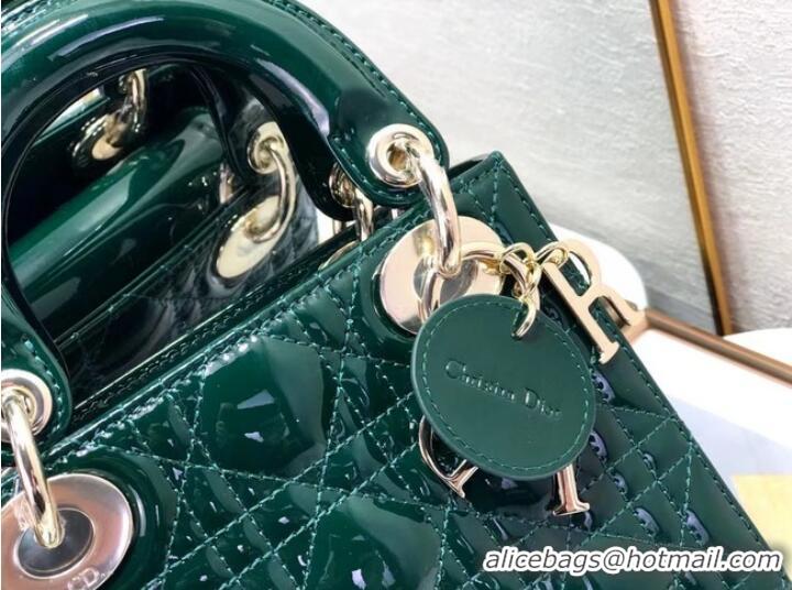 Reasonable Price MINI LADY DIOR BAG Patent Cannage Calfskin M0505O green