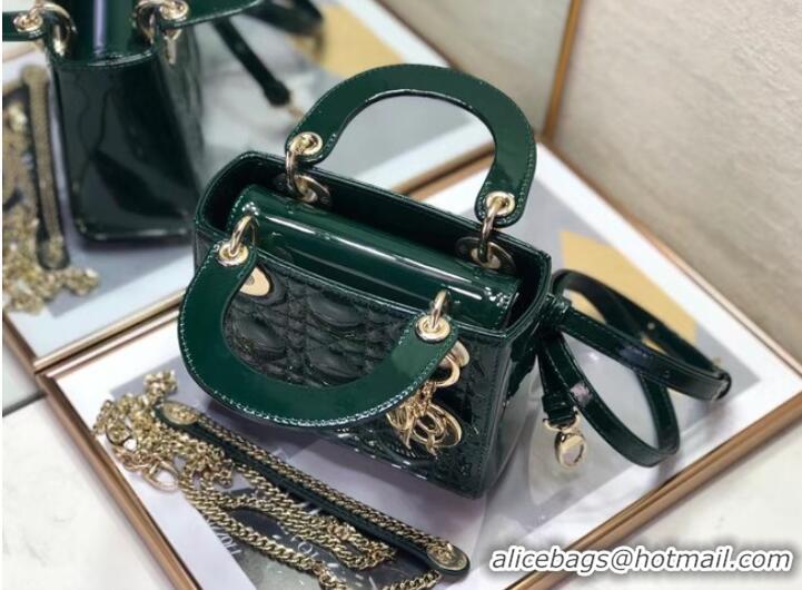 Reasonable Price MINI LADY DIOR BAG Patent Cannage Calfskin M0505O green