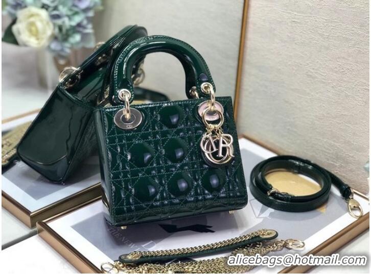 Reasonable Price MINI LADY DIOR BAG Patent Cannage Calfskin M0505O green