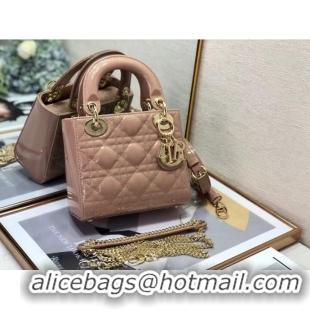 Good Looking MINI LADY DIOR BAG Patent Cannage Calfskin M0505O light pink