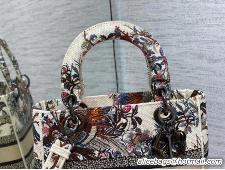 Top Quality MEDIUM LADY D-LITE BAG Ecru Multicolor Dior Jardin d Hiver Embroidery M0565BRWD