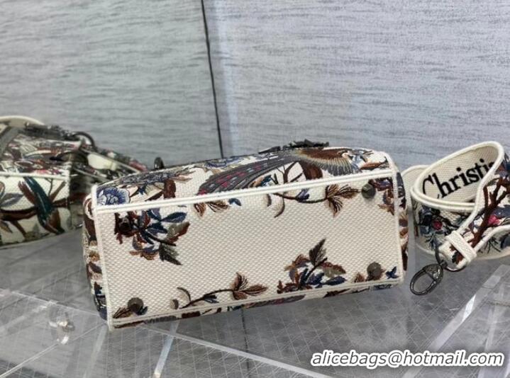 Top Quality MEDIUM LADY D-LITE BAG Ecru Multicolor Dior Jardin d Hiver Embroidery M0565BRWD